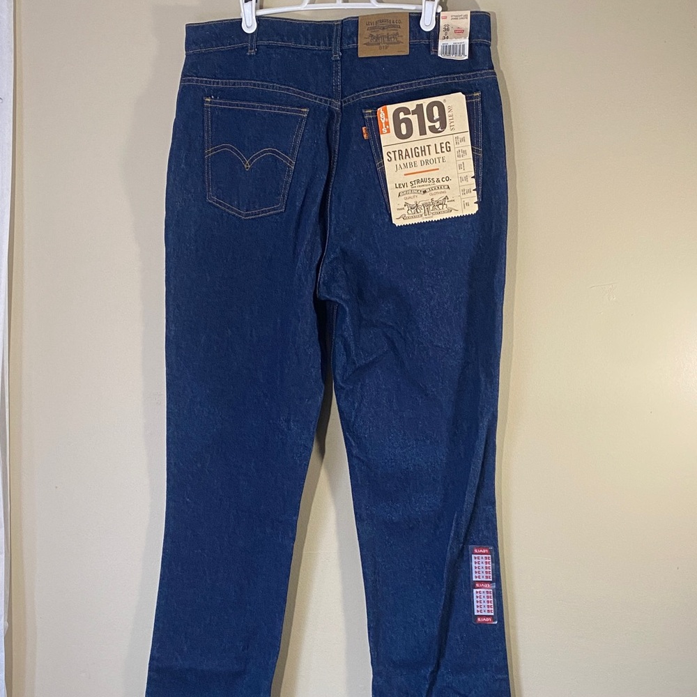 NWT Levi’s 619 ORANGE TAG Straight Leg Jeans Dark Wash Classic Fit 36x34